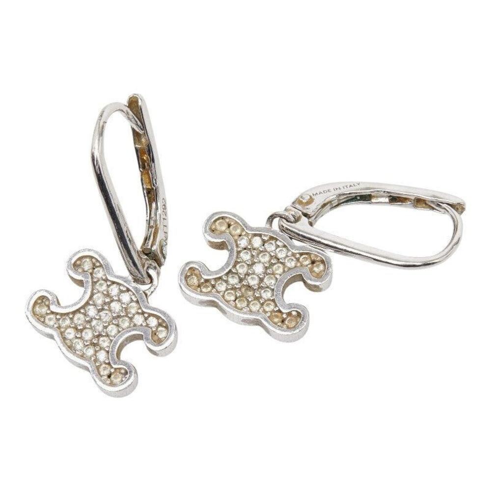 Celine Triomphe Pierced Earrings Silver